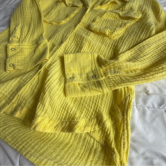 Free People Izzy Cargo Double Cotton Gauze Button Down Shirt Oversized Small - Picture 3 of 8